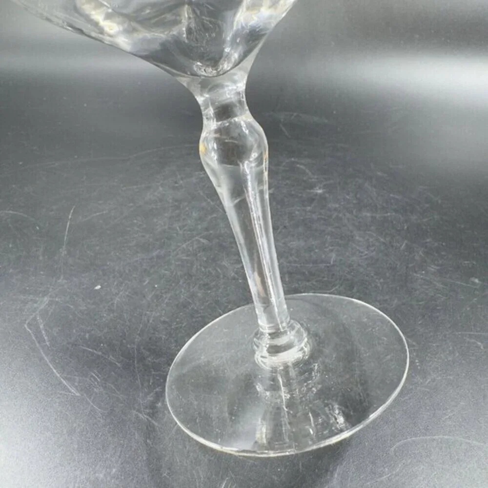 Antique French Glasses Needle Etched Green UV‎ Manganese 365nm Set 2 Drink Cups